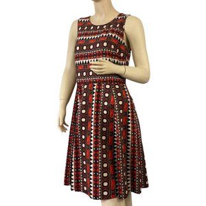 H&M Geometric Midi Above Knee Dress Women Size M Crew Neck Sleeveless Tribal